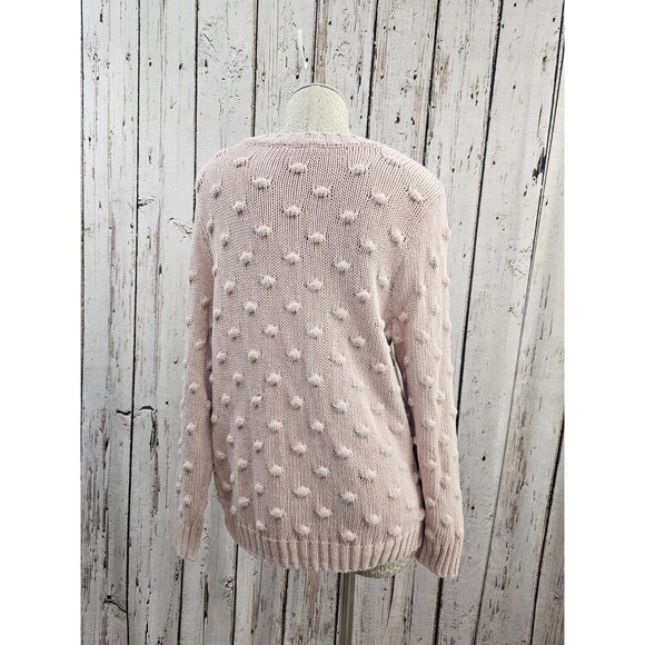 ALK Women's L Vince‎ Camuto Cotton Popcorn Sweater Light Pink Knit Pullover EUC - Picture 4 of 9